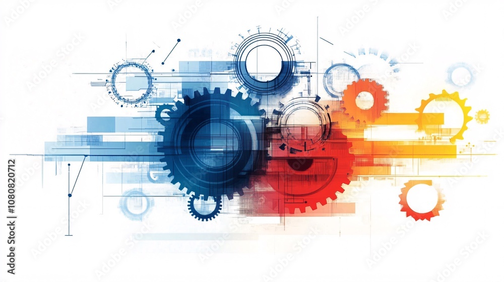 Aufkleber Gears rotating representing modern technology and engineering concepts