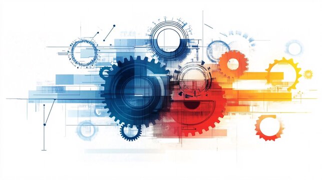 Gears rotating representing modern technology and engineering concepts