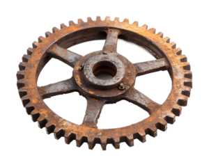 rusty old cog wheel isolated on white background 
