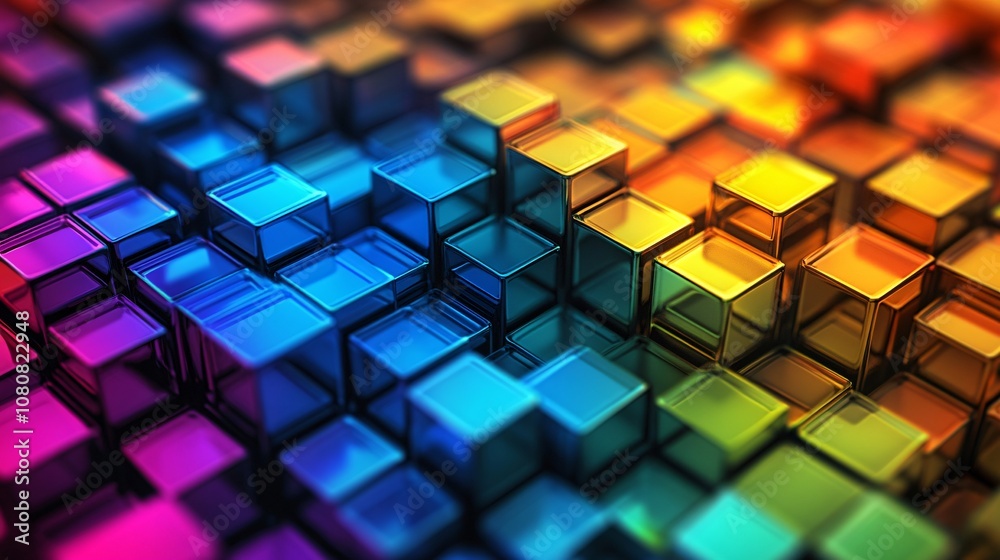 Poster Gradient of colorful cubes creating abstract background