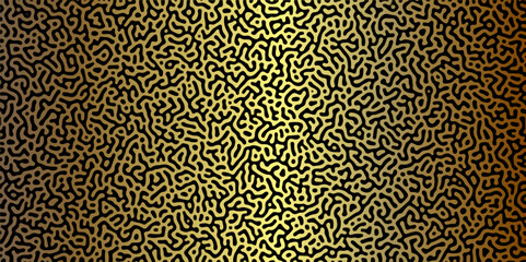 Abstract Reaction-diffusion Turing pattern natural texture golden gradient color scheme. Linear design with biological algorithm psychedelic background. Reaction-diffusion or truing patter