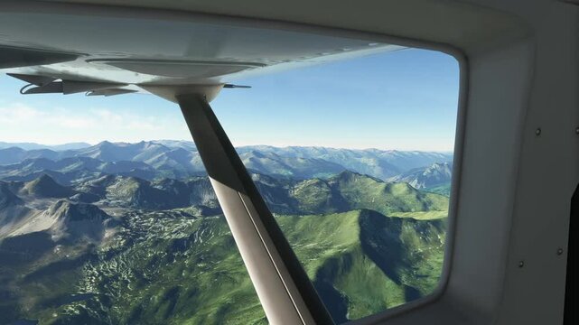 Empty flight deck of Cessna over Mt. Everest with strong winds and turbulence
