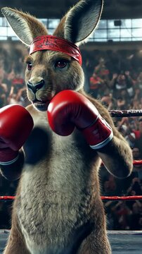 Kangaroo boxer engaging in pre-fight warm-up routine