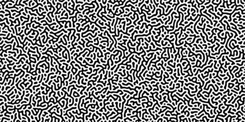 Organic seamless patterns with rounded lines Diffusion reaction background. Monochrome background of natural organic forms motion. Overlay template abstract Turing organic wallpaper background.