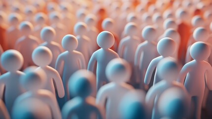 Obraz premium Unique person standing out from crowd of people, leadership and individuality concept