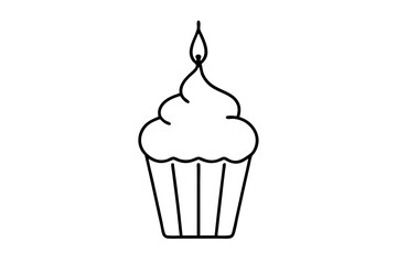 Birthday cupcake silhouette icon vector.