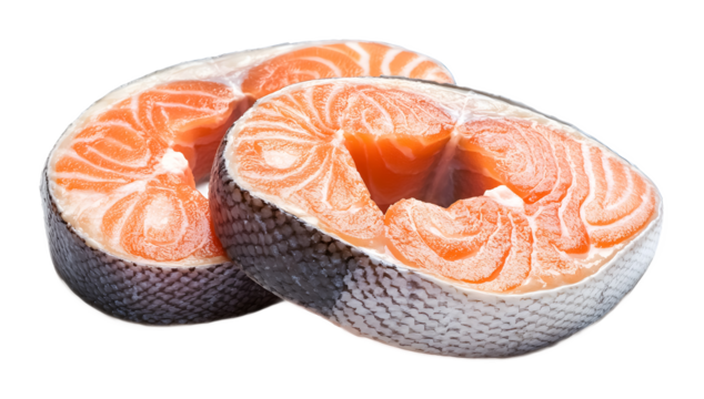 salmon raw steak isolated on white background 
