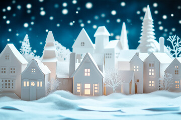 winter paper town, children craft project