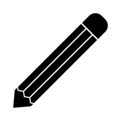 Isolated Black Pencil vector icon, Stationery symbol, Pencil tool, Classroom clip art, Infographic and Office business icon, Web and Banner use