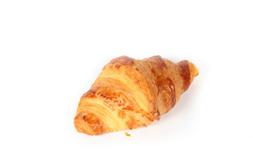 Croissant on a white background, classic French bakery specialty