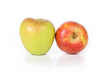 Two apples on a white background