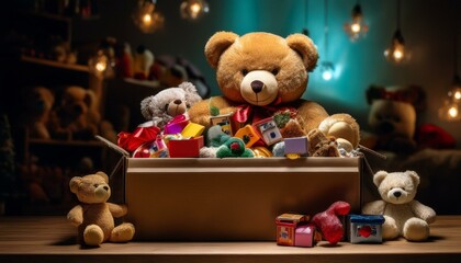 teddy bear and gift box