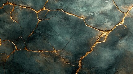 A textured surface with cracks and gold accents, resembling a natural stone or abstract art.