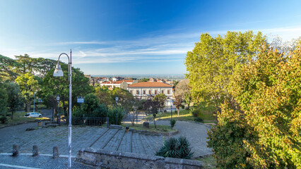 Fototapeta premium Railway station and park in beautiful town of Albano Laziale timelapse hyperlapse, Italy