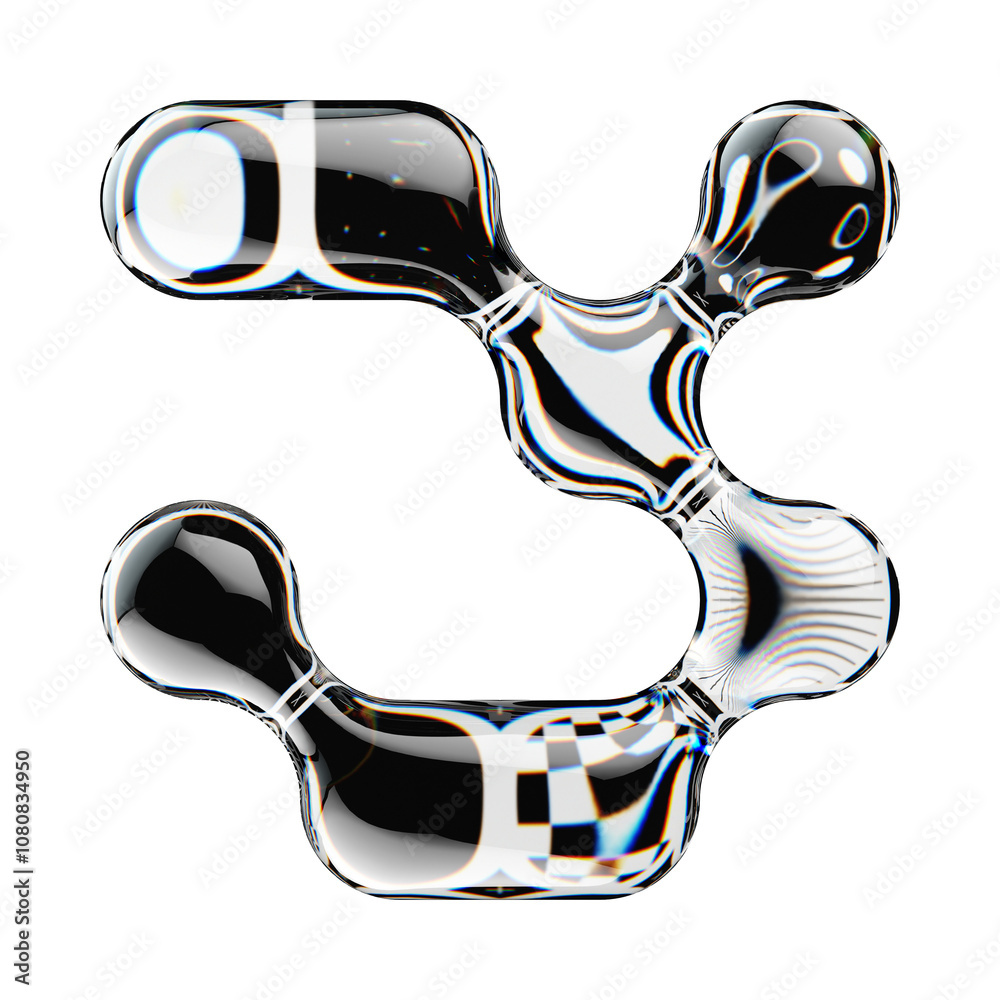 Poster 3d rendered number with abstract geometric shape and graphic pattern fill
