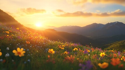 Golden Sunrise over a Mountain Meadow