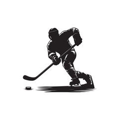 Fototapeta premium Ice Hockey player vector silhouette design. Hockey player logo, icon vector illustration. Ice hockey player silhouettes black and white.