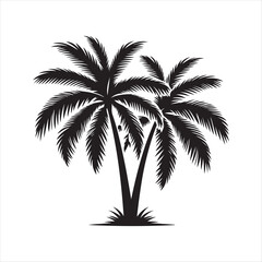 Palm tree silhouette vector on white background 