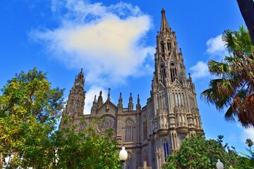 landscape of the historic center of the city of Arucas in Canary Islands, Spain