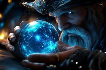 A wizard conjuring floating financial symbols and graphs in a mystical forest a mix of magic and finance