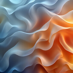Obraz premium An abstract background featuring smooth, wave-like lines in soft gradients of blue, light orange, and brown tones. The flowing curves create a sense of movement, airiness, and elegance