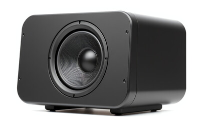 Obraz premium high-quality black subwoofer designed for deep bass sound in home audio systems showcasing precision engineering and modern aesthetics