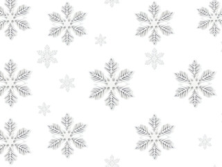 Winter snowflakes pattern on a bright white background creates a serene and festive atmosphere for seasonal decor