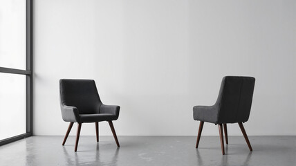 Two contrasting chairs in bright space