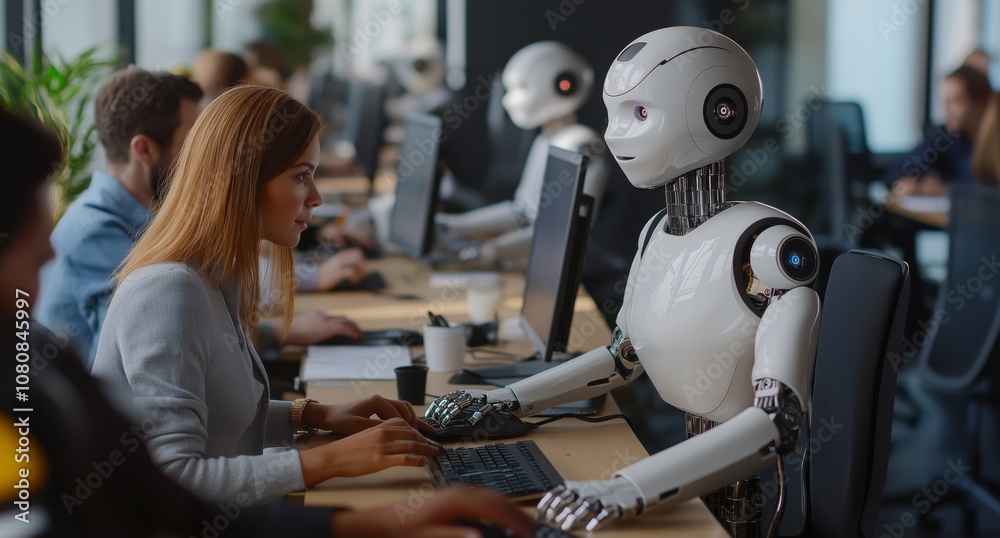 Aufkleber The theme of HumanRobot Collaboration in Workspaces is becoming increasingly vital as we seamlessly integrate advanced automation and robotics into our daily business practices and enhance teamwork