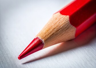 Close-Up of a Red Pencil Tip Resting on a Blank Surface, Symbolizing Creativity and Inspiration for Artists and Designers
