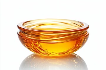 Honey in glass jar on white background.