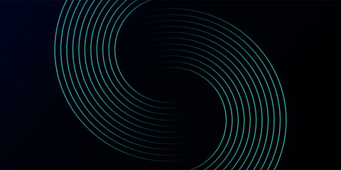 Blue abstract background with glowing circles. Swirl circular lines pattern. Geometric spiral. Twirl element. Modern graphic desi