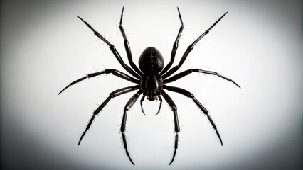 Obraz premium Intricate Spider Silhouette on a Bright White Background Showcasing Detailed Legs and Body Structure for Use in Artistic and Educational Projects
