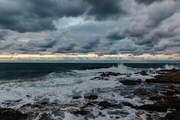 Beautiful landscape storm on the sea with clouds