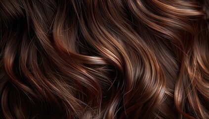 Fototapeta premium Soft waves of chestnut brown hair with natural highlights