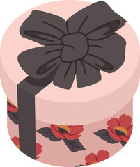 pink colorful gift box tied with gray ribbon