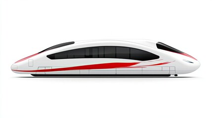 White and Red Modern High-Speed Train Isolated on White Background