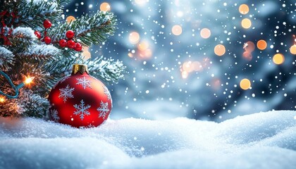 seamless of   Christmas Holiday background with snow, fir tree and decorations with christmas light b_1(136) , isolated on white background,  , copy space, copy space for text,