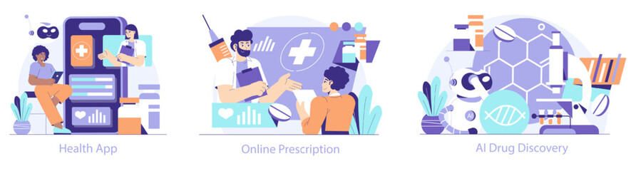 Healthtech. Flat Vector Illustration