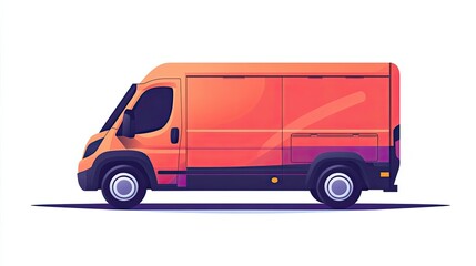 Side View of a Modern Orange Delivery Van