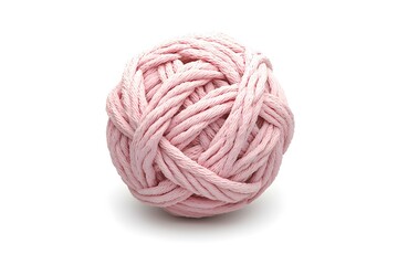 Soft Pink Cotton Yarn Ball Entwined in a Tangle Perfect for Crafting, Knitting, Crochet, and Textile Projects with a Gentle Aesthetic Appeal in Studio Lighting