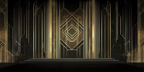 Obraz premium Design an Art Deco-inspired digital backdrop for the theater's stage