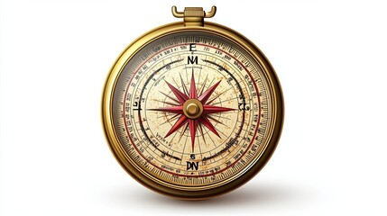 Antique Gold Compass with Red Compass Needle