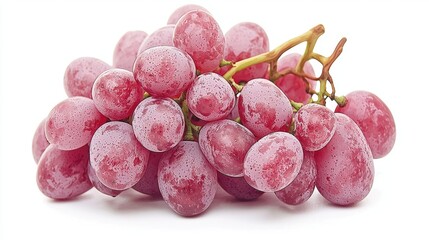 Fresh and Juicy Pink Grapes with Raindrops on White Background Suitable for Healthy Eating, Organic Lifestyle, or Food Related Content in Stock Photo Use