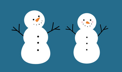 Cute Christmas snowmen set flat vector illustration.
Winter holiday snowman cartoon SVG.