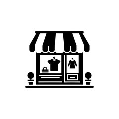 Naklejka premium Simple Vector Icon of a Small Clothing Boutique – Logo Design Illustration