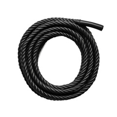 Black Braided Rope Coil Isolated on White Background