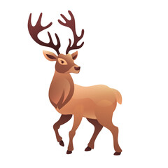 Illustration of a deer with antlers, realistic in 3D style.