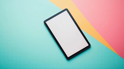 Fototapeta premium Blank tablet on colorful modern background.