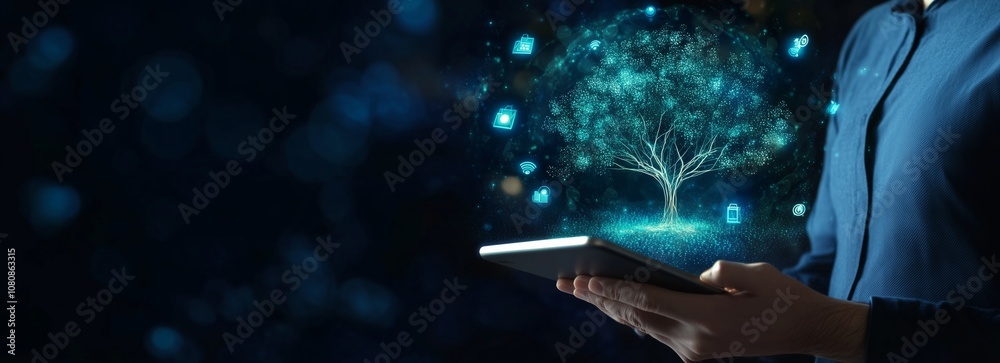 Poster innovative business solutions a comprehensive approach to merging cuttingedge technology and nature 